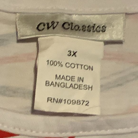 Sleeveless tank top - White with red and blue wavy line pattern 3XL - Picture 3 of 5